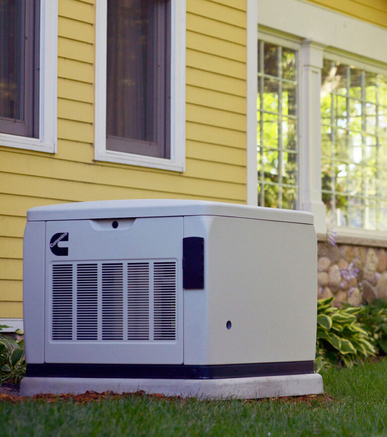 Home Standby Generator Installed Yellow House 0