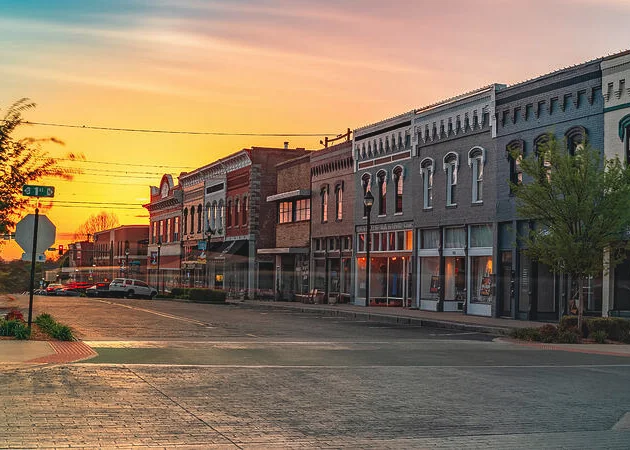 Rogers AR Downtown at sunset