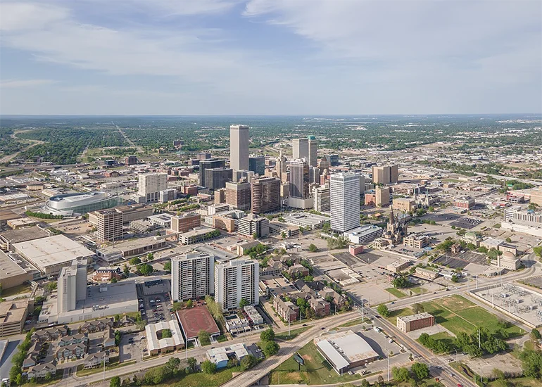 Downtown Tulsa OK aerial view